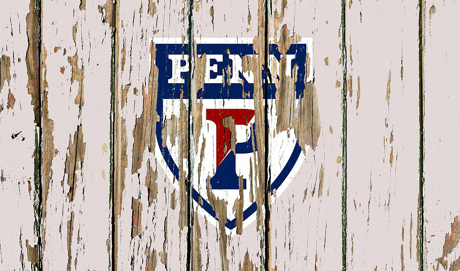 Penn University Vintage College Logo Peeling Paint Barn Wood Mixed