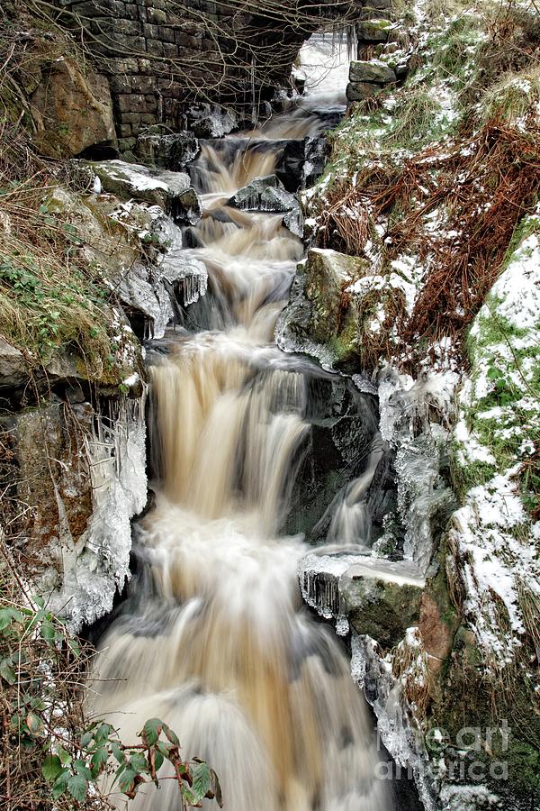 Pennine waterfall in winter. Photograph by David Birchall