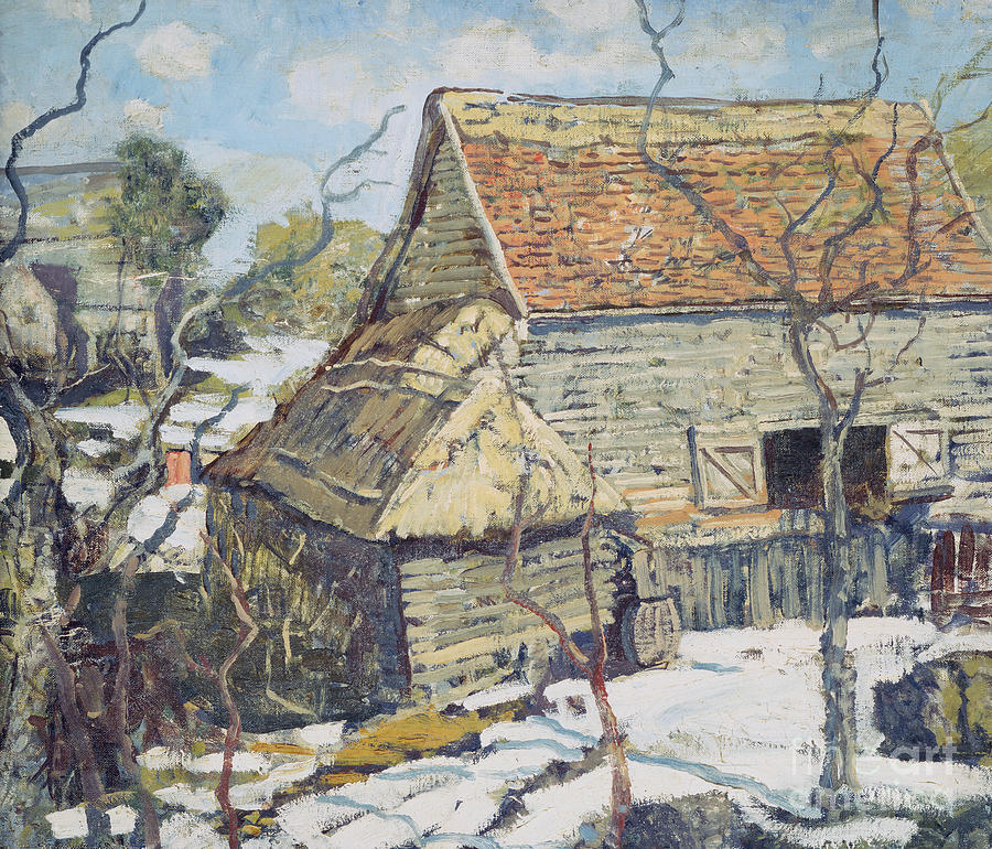 Pennsylvania barn in the snow, 1930 Painting by Walter Elmer Schofield