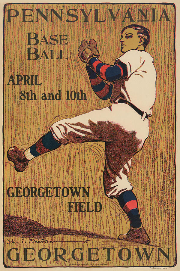 Vintage Drawing - Pennsylvania Baseball - Georgetown Field by Vintage Sports