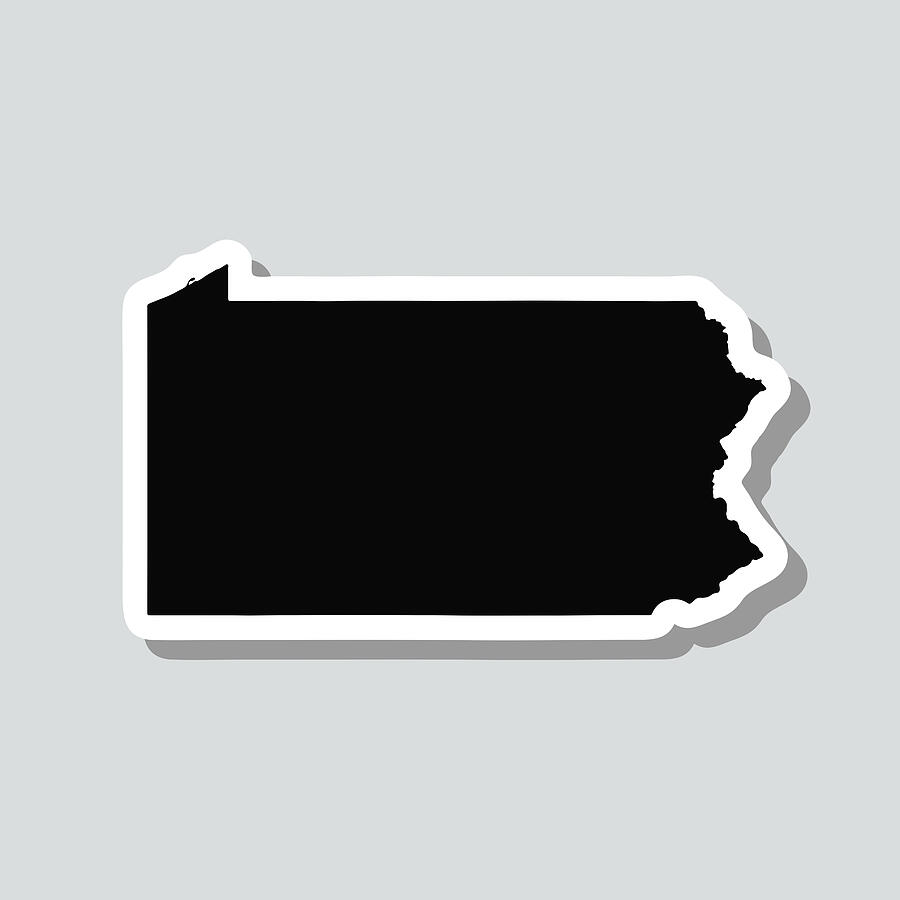 Pennsylvania map sticker on gray background Drawing by Bgblue