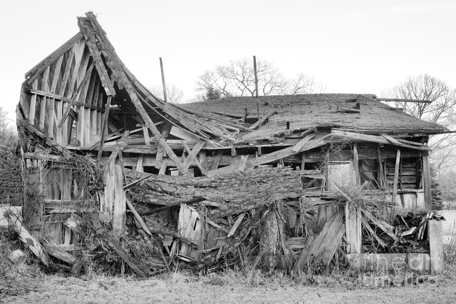 Pennsylvania Poconos Decay Black And White Photograph by Adam Jewell