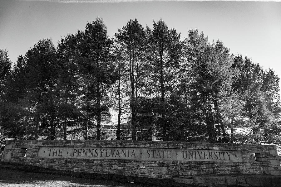 Pennsylvania State University sign in black and white Photograph by Eldon McGraw