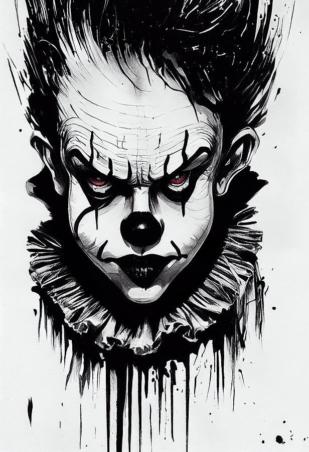 IT Art - Pennywise  Pennywise painting, Scary drawings, Joker tattoo design