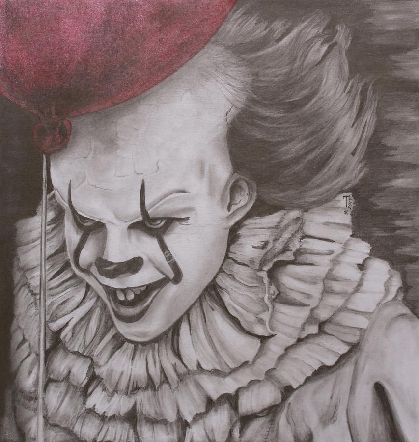 Pennywise the Clown Drawing by Tracy Van Lieshout