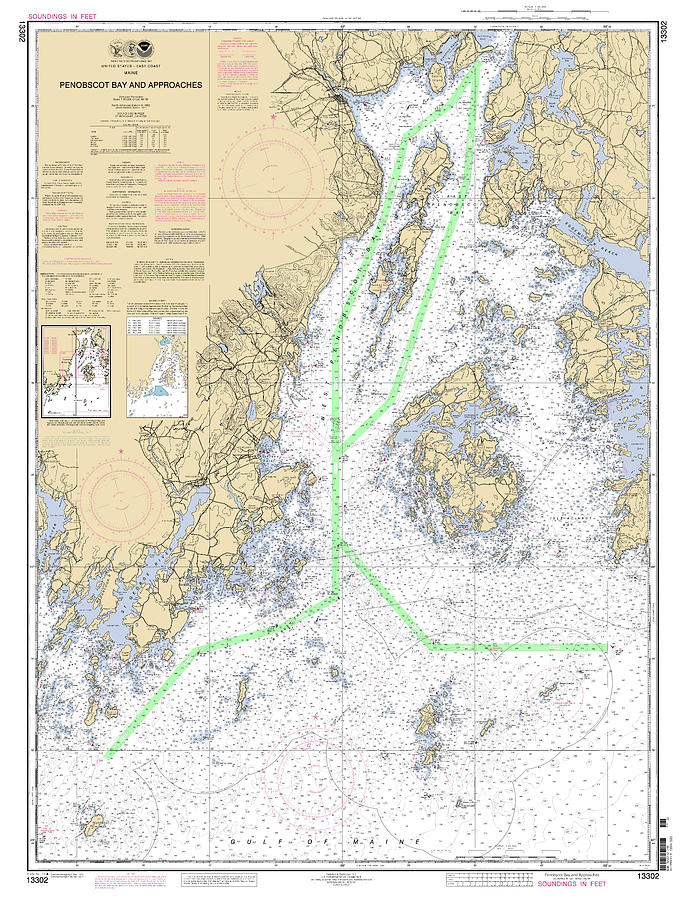 Penobscot Bay And Approaches, Noaa Chart 13302 Digital Art by Nautical Chartworks