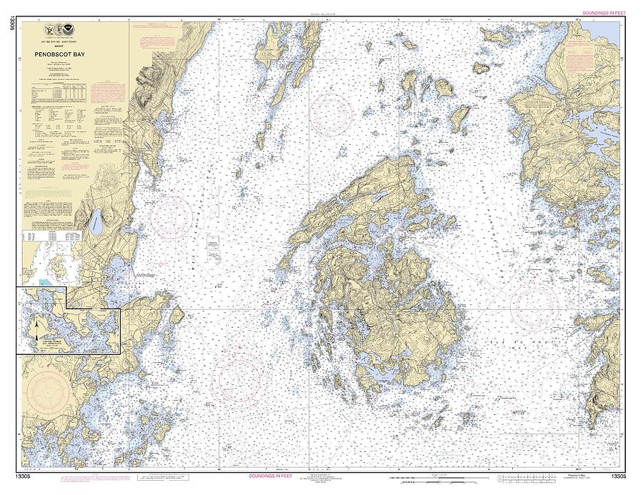 Penobscot Bay, Noaa Chart 13305a Digital Art by Nautical Chartworks ...