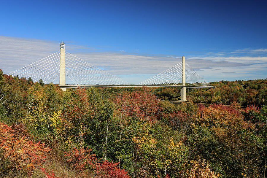Penobscot Narrows Bridge and Observatory In Autumn Photograph by Dan Sproul