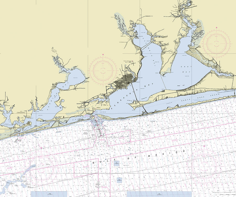 Pensacola Bay Florida Nautical Chart Digital Art by Sea Koast | Pixels