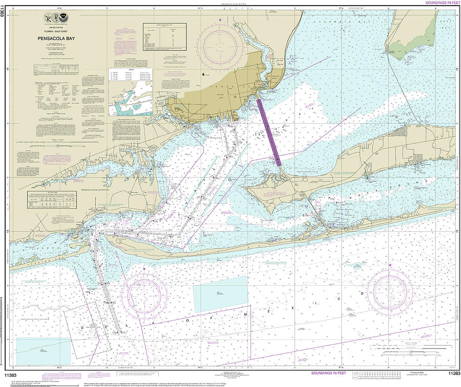 Pensacola Bay Nautical Chart 11383 Digital Art by John Gernatt - Fine ...