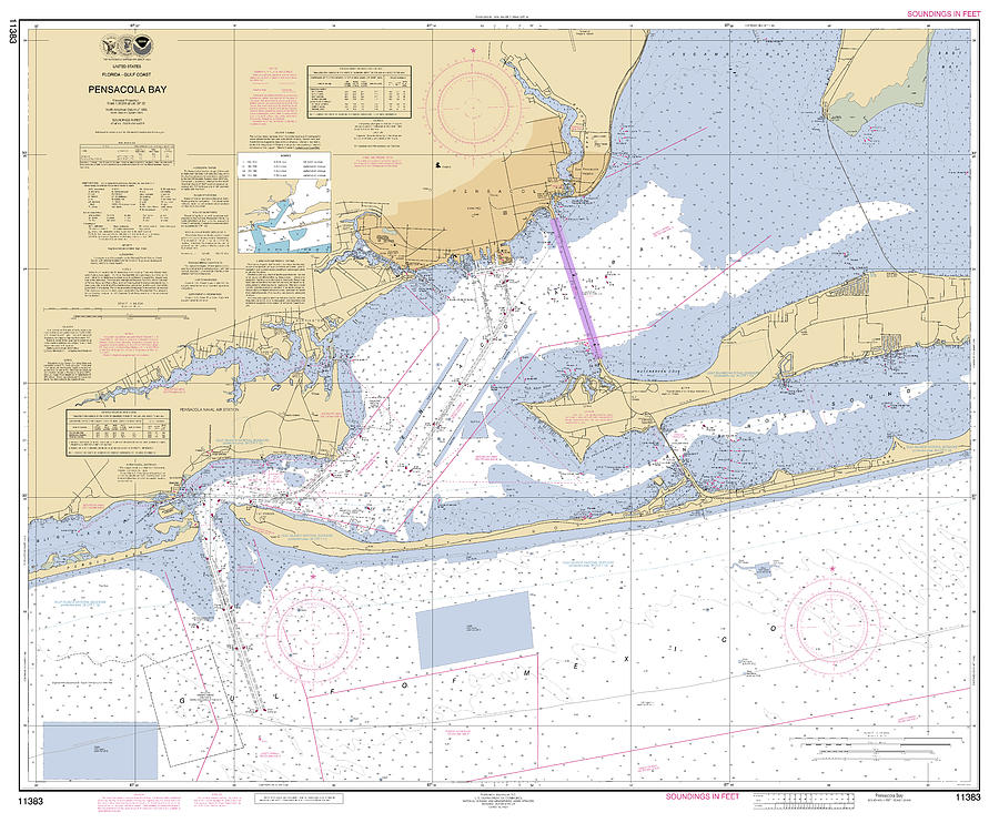 Pensacola Bay, NOAA Chart 11383 Digital Art by Nautical Chartworks