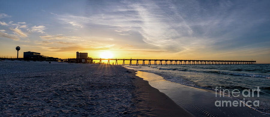 Pensacola Beach Pier Sunrise Pano Photograph by Jennifer White