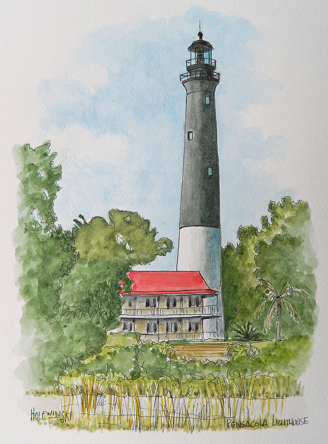 Pensacola Lighthouse Painting by Robert Holewinski