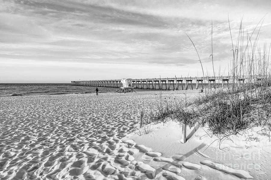 Pensacola Seashore Morning Grayscale Photograph by Jennifer White