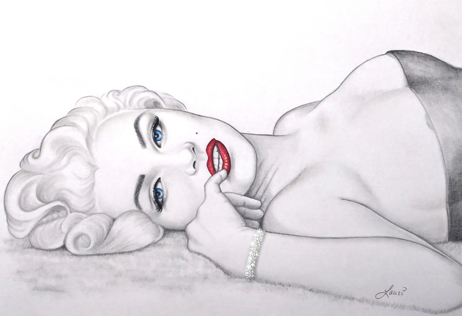 Marilyn Monroe Drawing - Pensive by Lauri Loewenberg