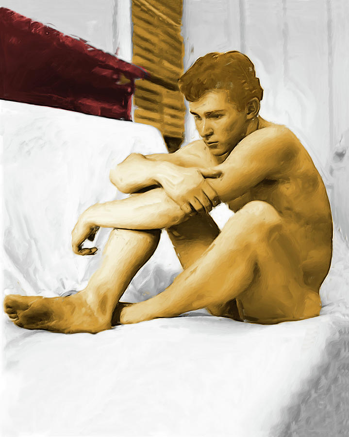Pensive Young Man Painting by Troy Caperton