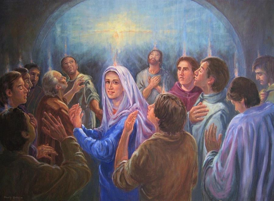 Mary Painting - Pentecost  by Beverly Klucher