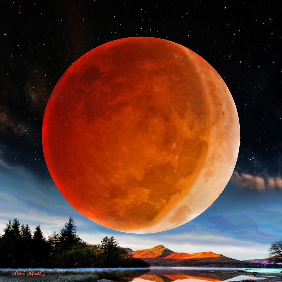 Penumbral Lunar Eclipse  Digital Art by Robin Moline