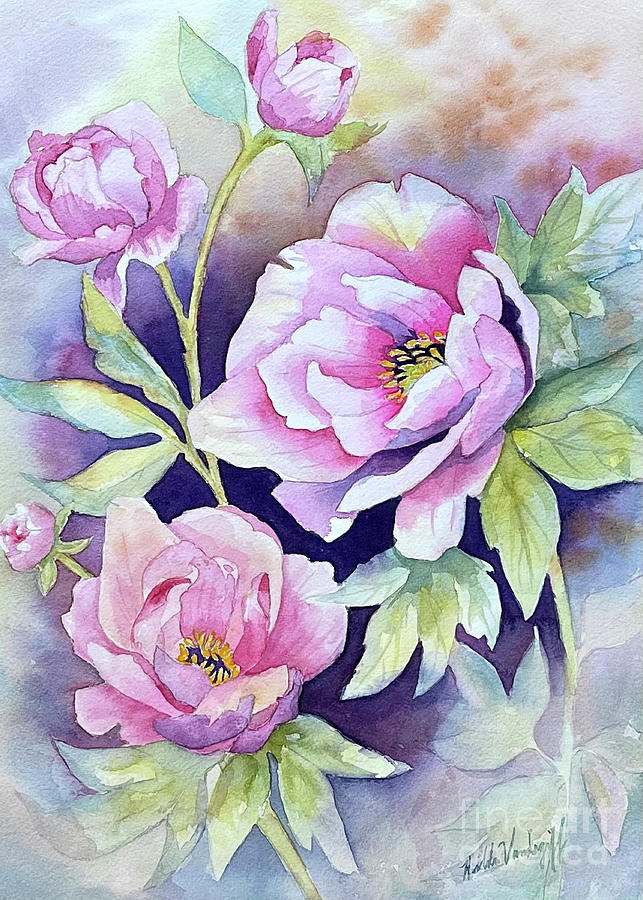 Peonies And Buds Painting