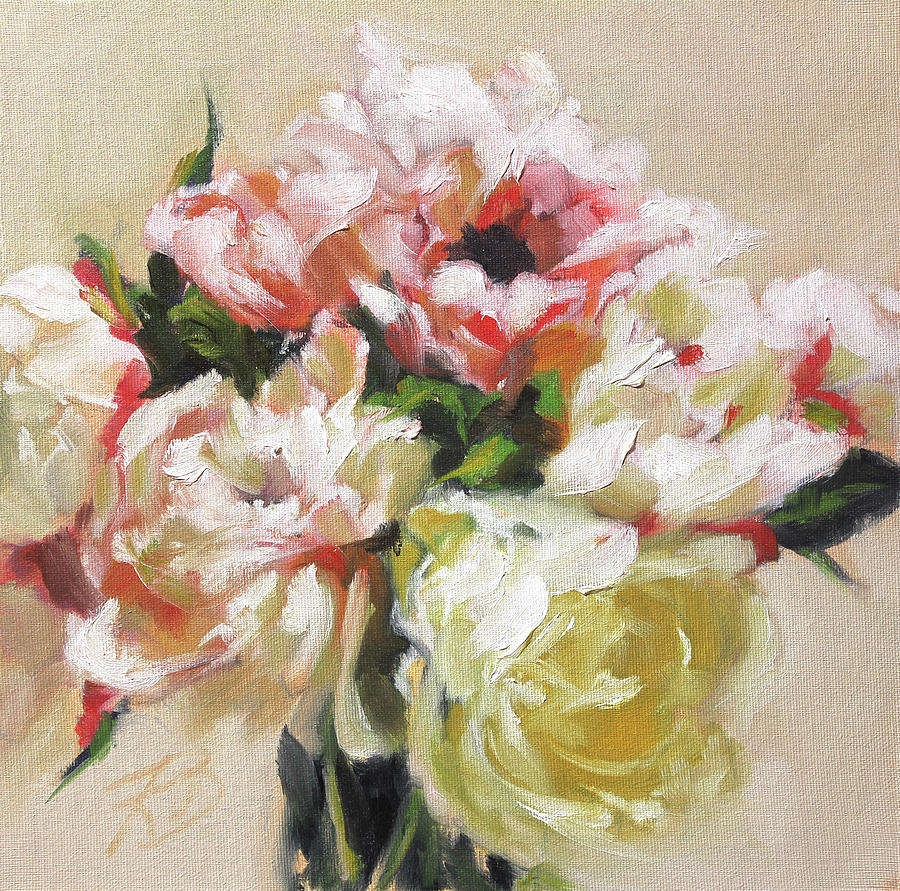 Peonies and Poppies Painting by Roxanne Dyer