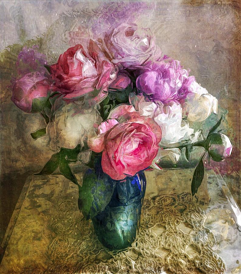 Peonies and Roses Digital Art by Alexis Rotella