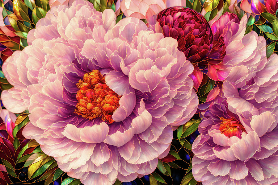 Peonies Deluxe Digital Art by Peggy Collins