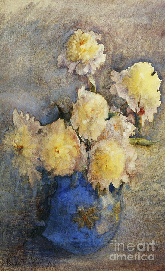 Peonies in a Blue Vase, 1899  Painting by Rose Maynard Barton