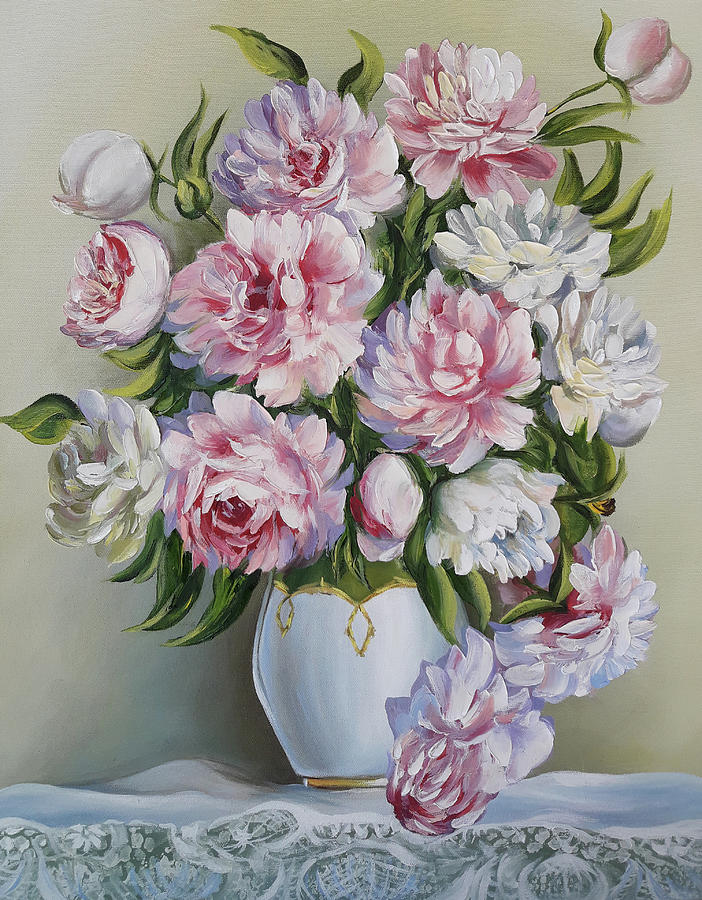 Peonies Painting by Janna balyan