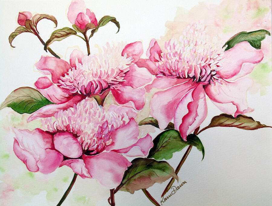 Peonies Painting by Karin Dawn Kelshall- Best Peonies Painting by Karin Dawn Kelshall- Best