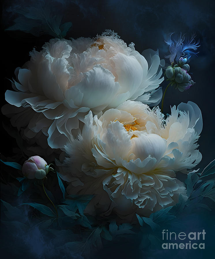 Peonies Opalescent Digital Art by Shanina Conway