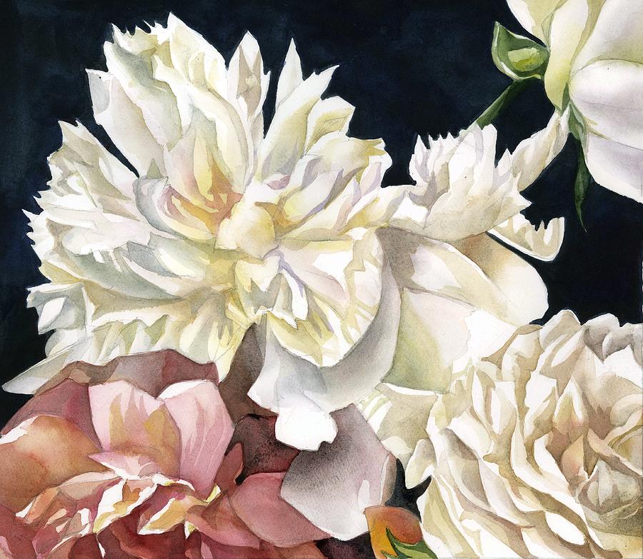 Peonies With Roses Painting by Alfred Ng
