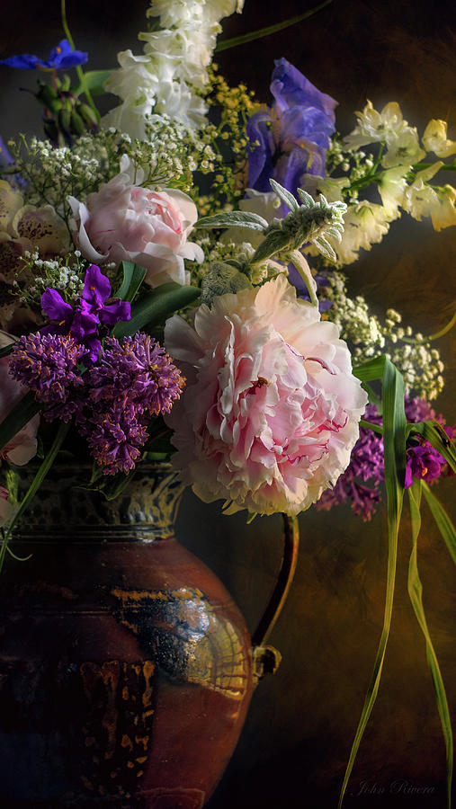 Peony and Floral Arrangement Photograph by John Rivera