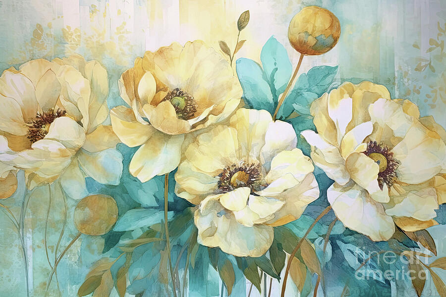 Peony Botanicals Painting by Tina LeCour