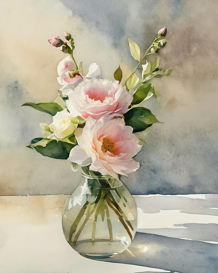 Peony Bouquet Digital Art by Frances Miller