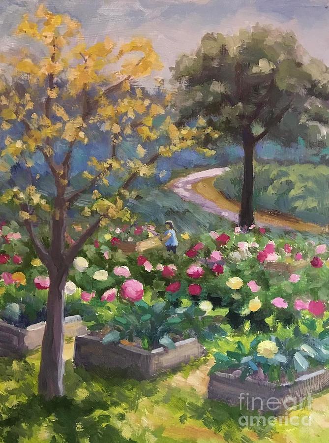 Peony Farm Painting by Anne Marie Brown