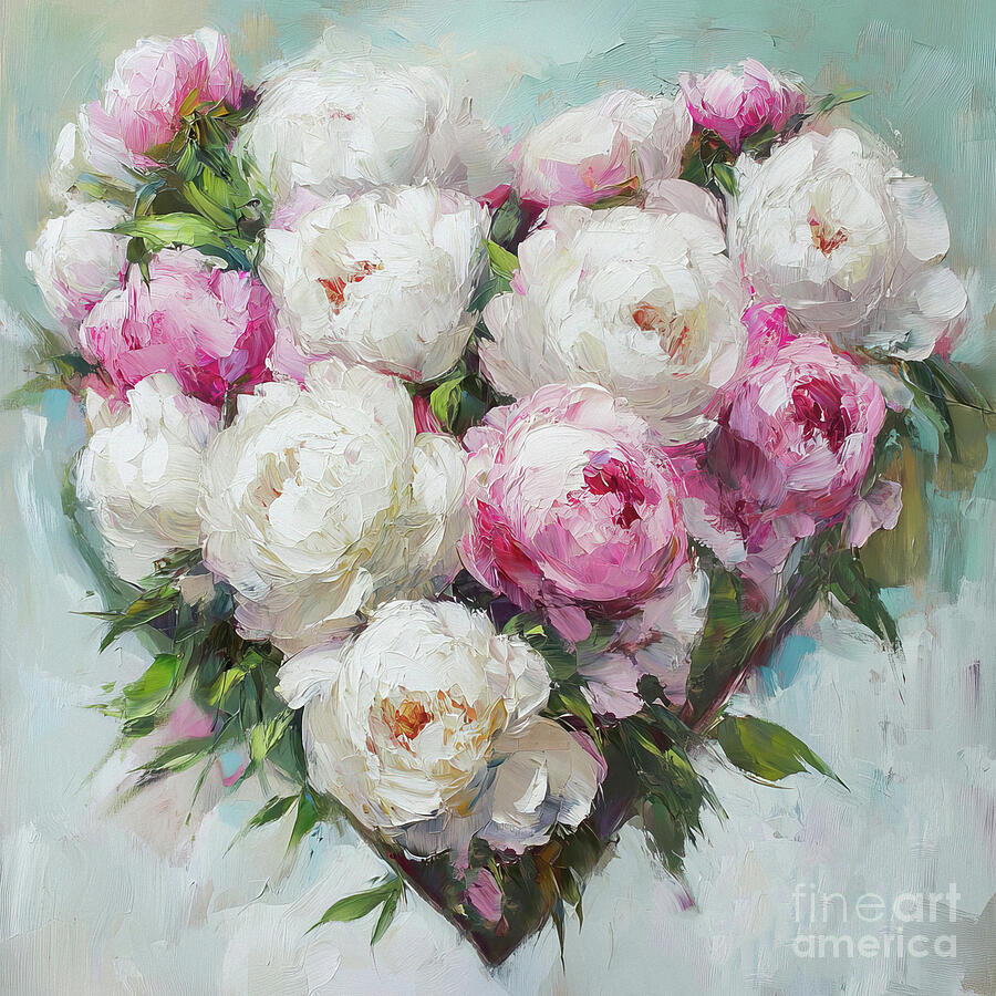 Peony Flower Heart Painting by Tina LeCour Peony Flower Heart Painting by Tina LeCour
