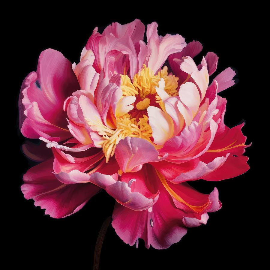 Peony Flower on a Black Background Digital Art by Brian Kurtz - Fine ...