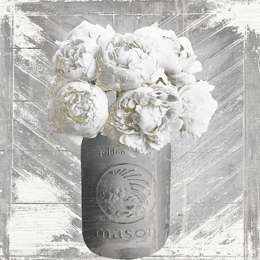 Peony Mason Jar Painting by Mindy Sommers