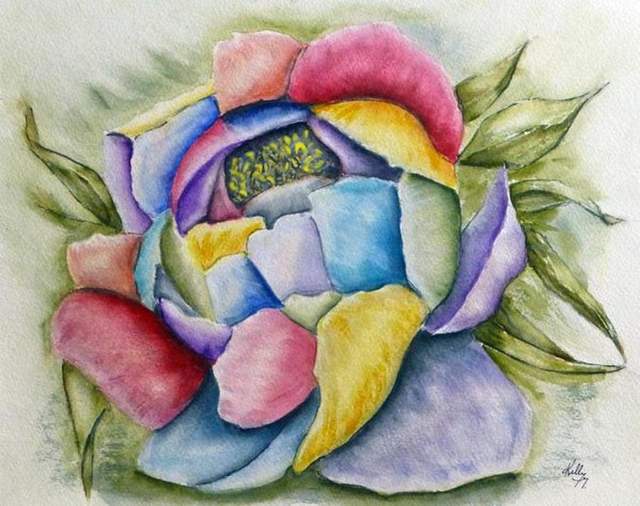 Peony of Many Colors Painting by Kelly Mills