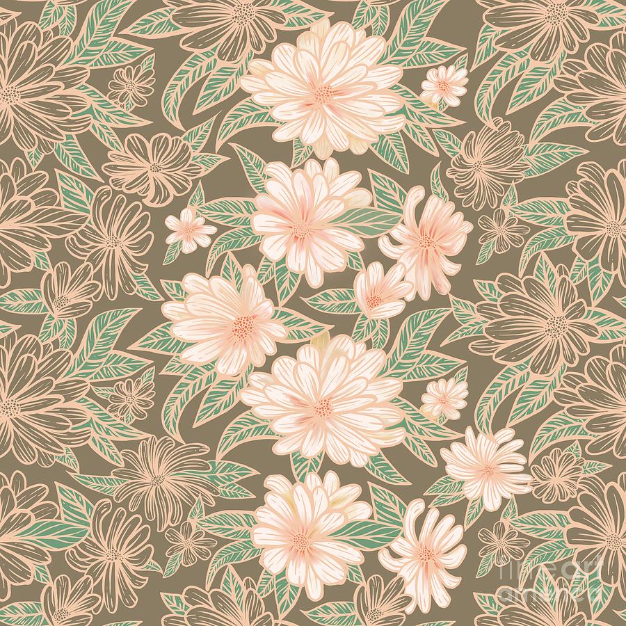 Peony Pattern Drawing by HD Connelly