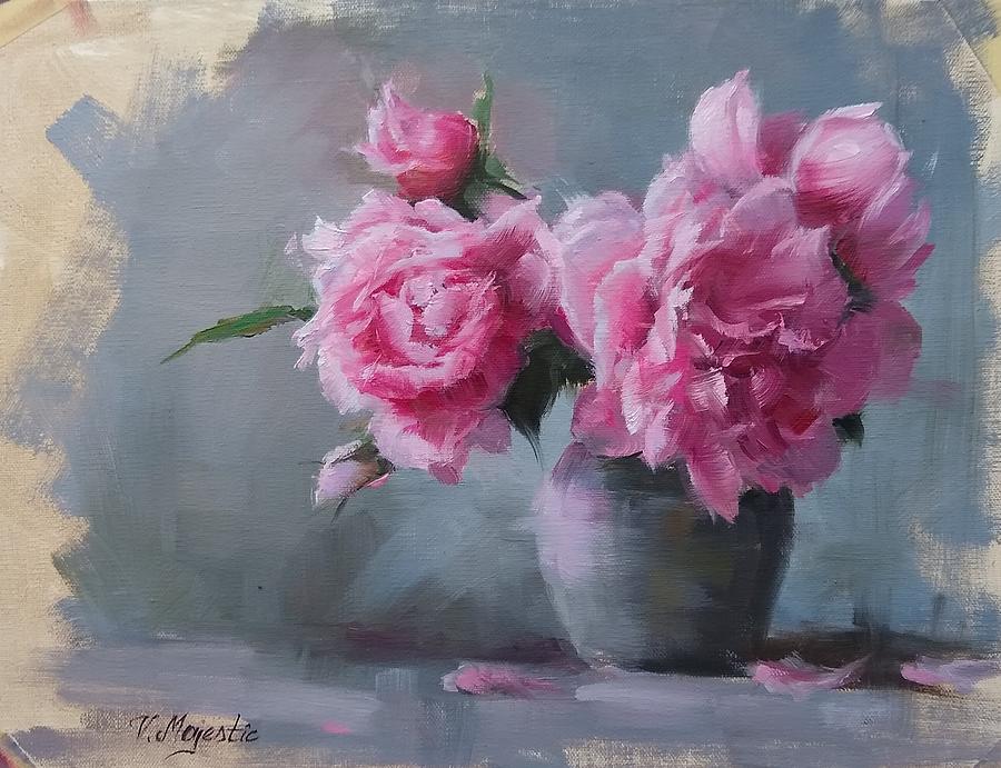 Rose Painting - Peony Roses by Viktoria K Majestic