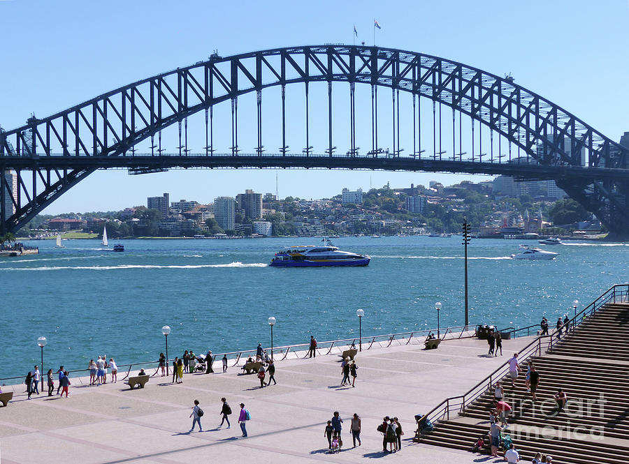 People and Harbour Bridge - Sydney - Australia Photograph by Phil Banks