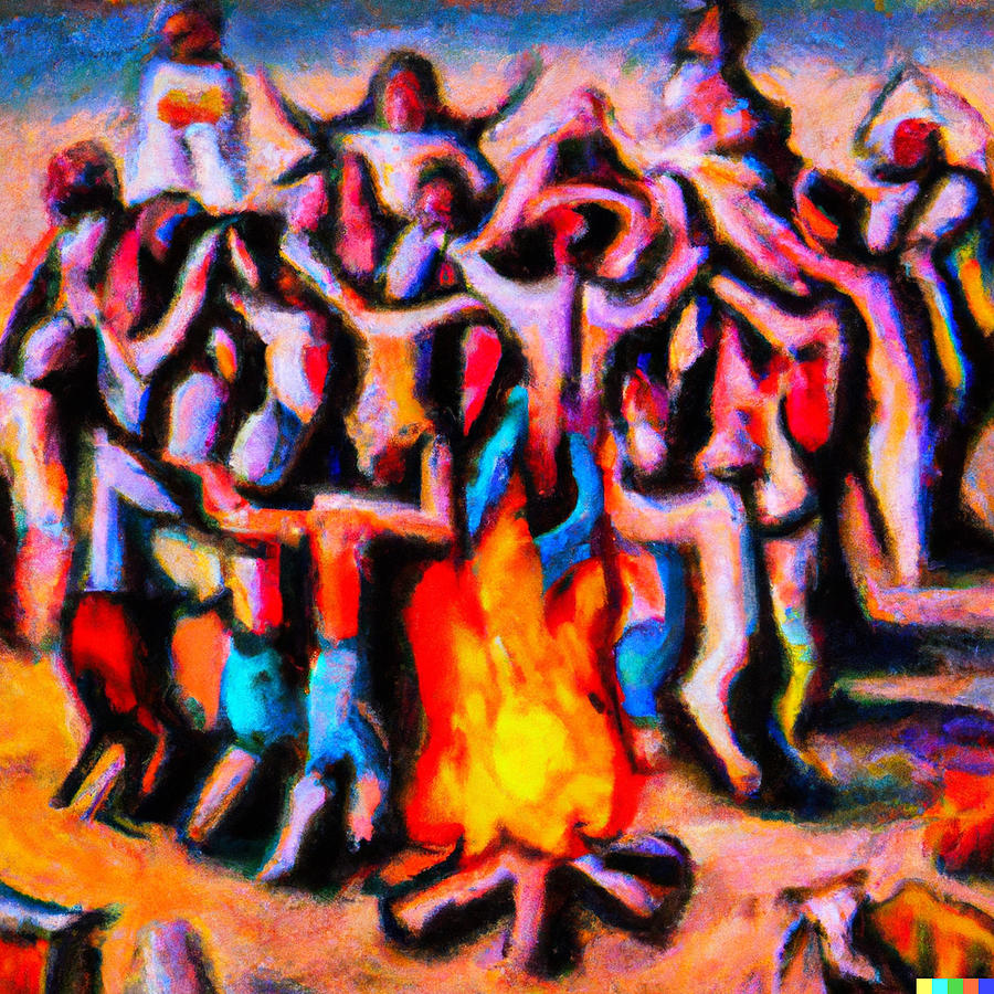 People Dancing Around The Fire II Digital Art by Marcus Carballo - Fine ...