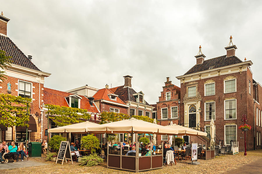 People enjoying on a terrace in the city of Workum Photograph by DutchScenery