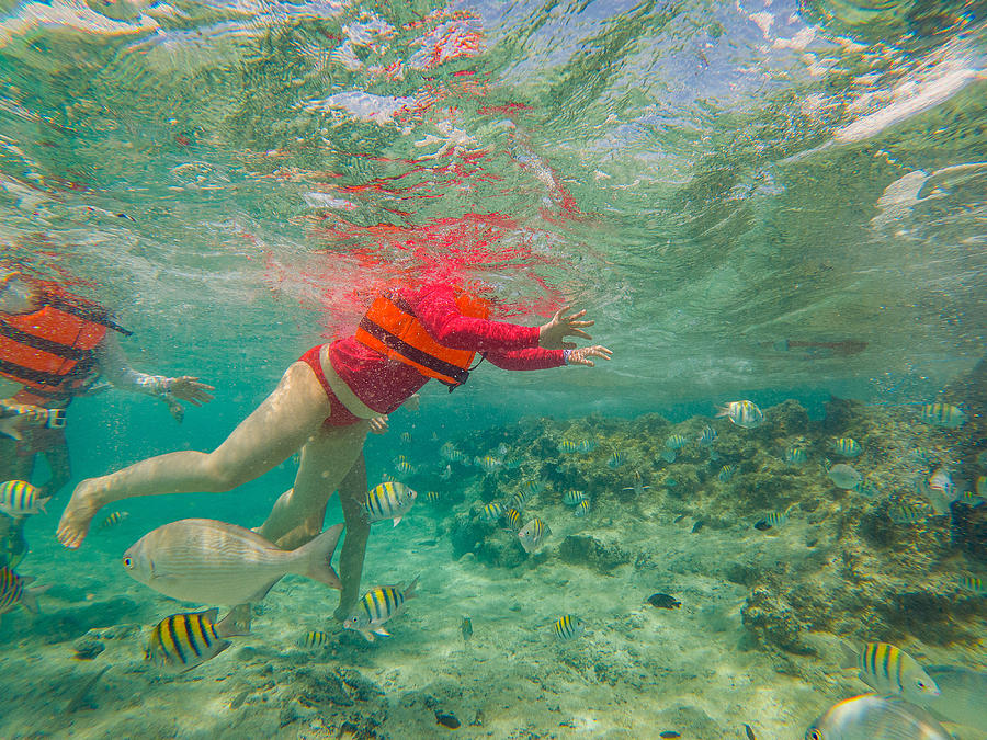 People exploring Caribbean Sea underwater Photograph by Stefan Cristian Cioata