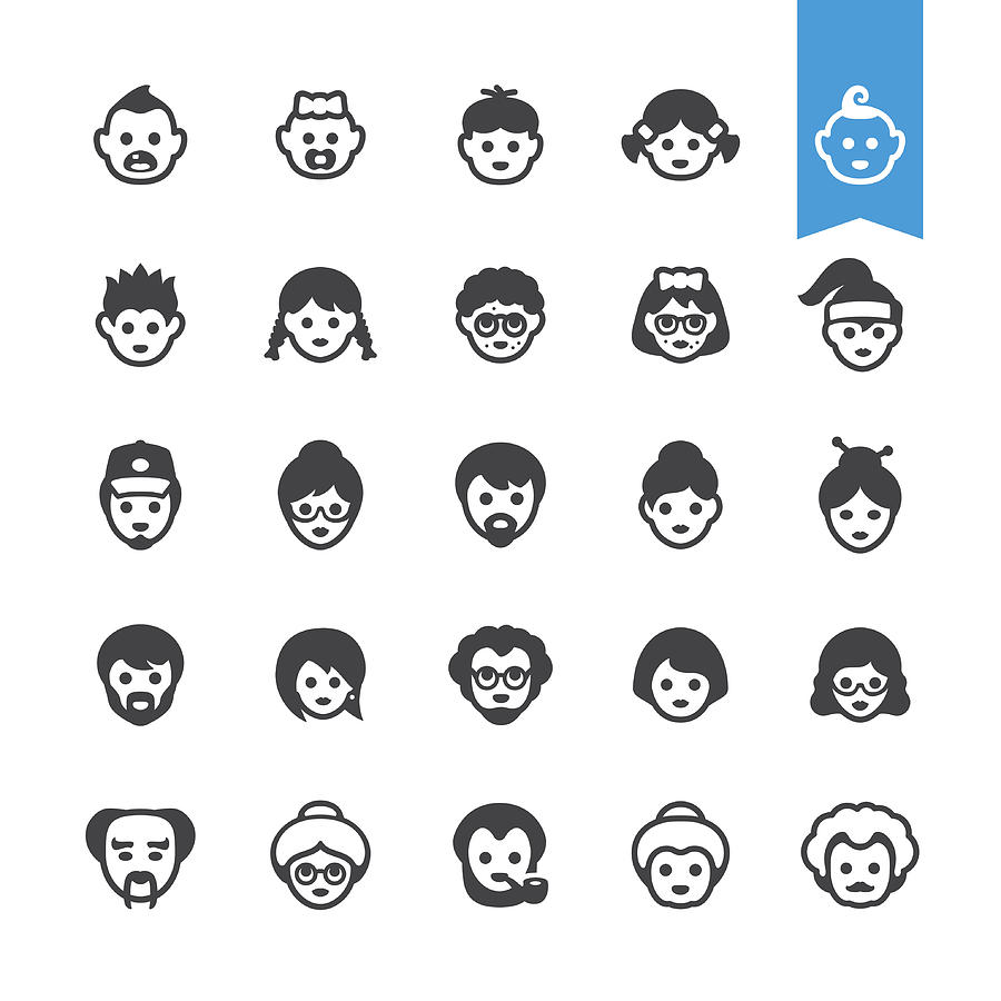 People generations avatars, Aging and Growing Process vector icons Drawing by Lushik