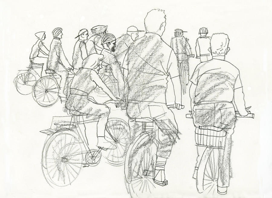 People in bikes Drawing by odla3D
