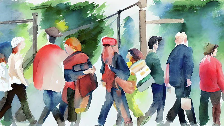 People In The Street 2 Painting by Bob Orsillo