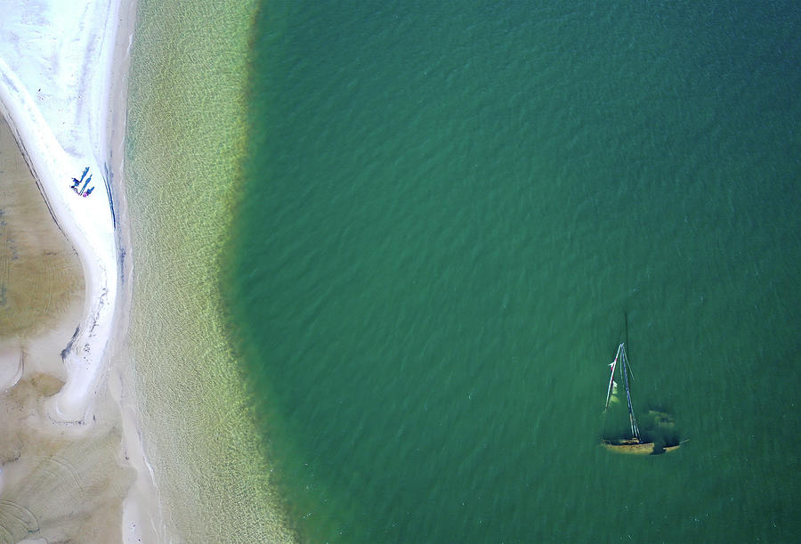 People On A Beach Drone Photo Photograph