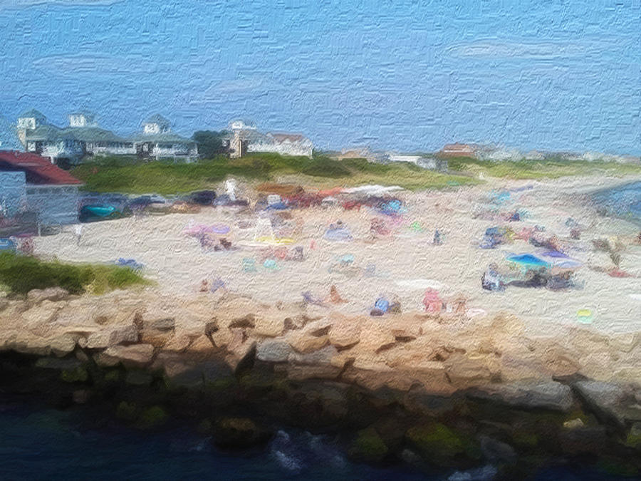 People On A Beach, Narragansett, Ri - Stylized Photograph